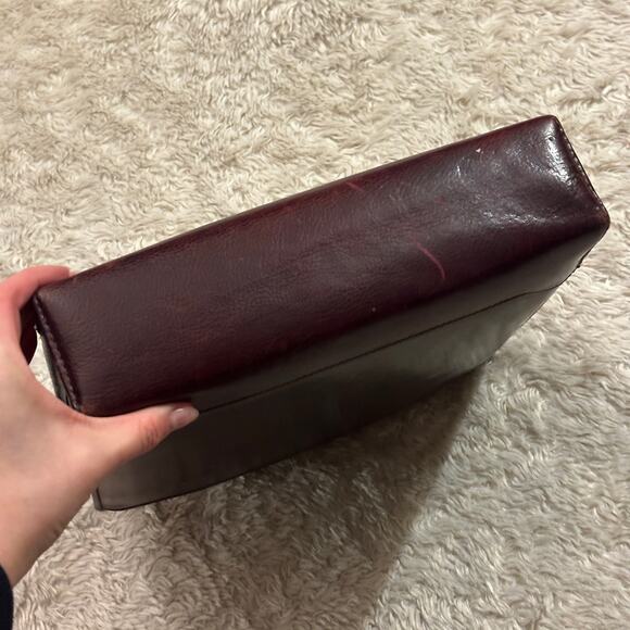 Franklin Covey Vintage Burgundy Full Grain Leather Zip Planner Binder Handle - Picture 7 of 11